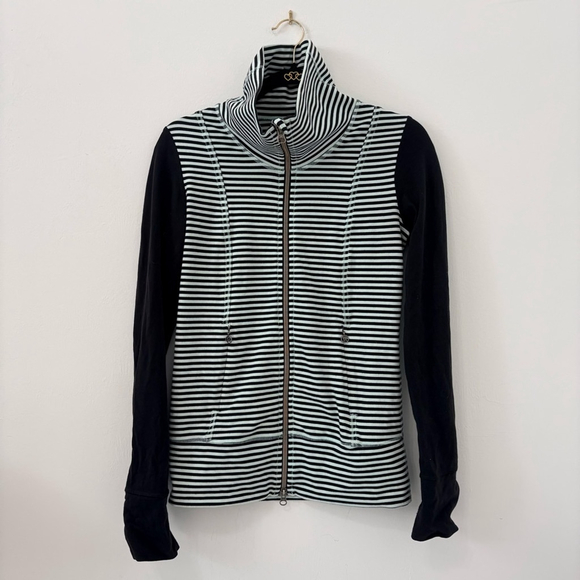 lululemon athletica Tops - Lululemon | Daily Yoga Jacket | Sz 4 | Mint Moment Stripe Black | EUC